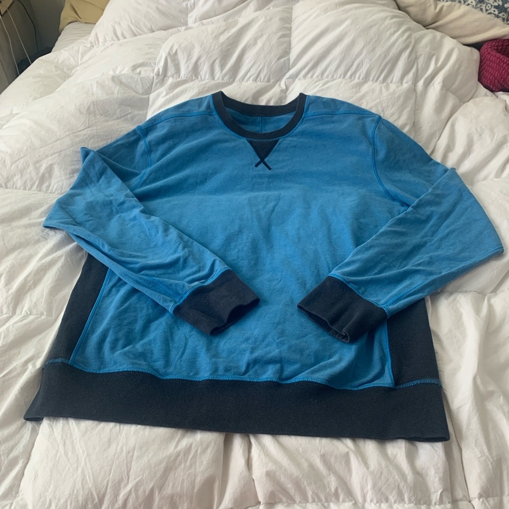 Lululemon Mens Long Sleeve Crewneck Pullover Sweatshirt Contrast Ribbed Blue XL